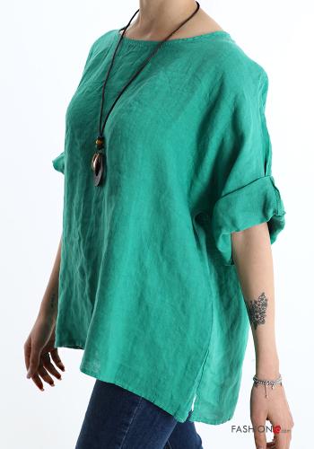 Bluse aus Leinen mit Halskette - ph 3