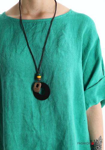 Bluse aus Leinen mit Halskette - ph 4