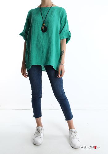 Bluse aus Leinen mit Halskette - ph 5