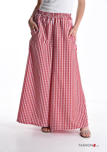 Calças wide leg Padrão Vichy com bolsos com elástico - ph 1
