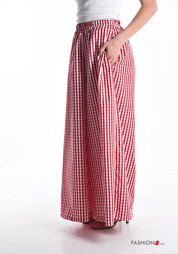 Calças wide leg Padrão Vichy com bolsos com elástico - ph 3