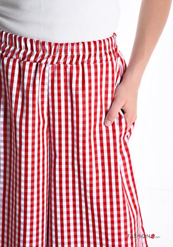 Calças wide leg Padrão Vichy com bolsos com elástico - ph 4