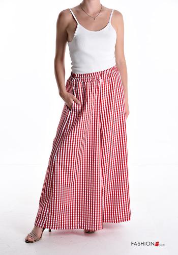 Calças wide leg Padrão Vichy com bolsos com elástico - ph 5