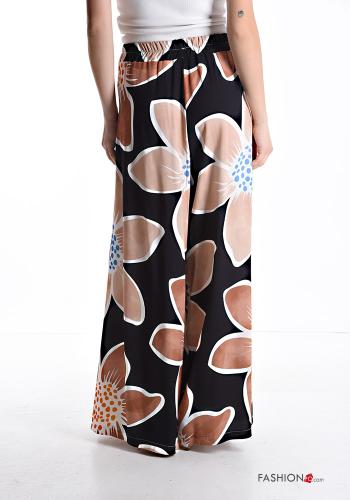 Pantalone wide leg Fantasia floreale con tasche con elastico - ph 2