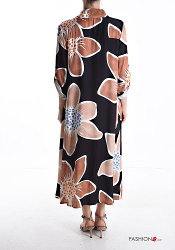 Floral oversized with collar Shirt dress with buttons with pockets - ph 2