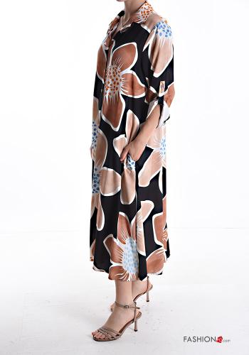 Floral oversized with collar Shirt dress with buttons with pockets - ph 3
