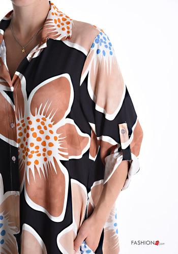 Floral oversized with collar Shirt dress with buttons with pockets - ph 4