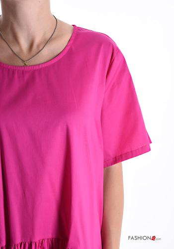 Robe en Coton manches courtes oversize col rond avec poches - ph 4