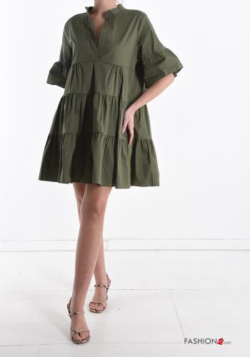 Vestido em Algodão com folhos gola V - ph 1