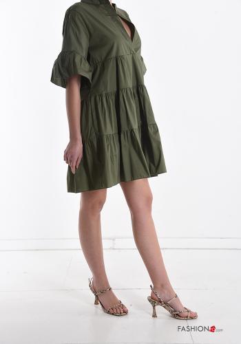 Vestido em Algodão com folhos gola V - ph 3