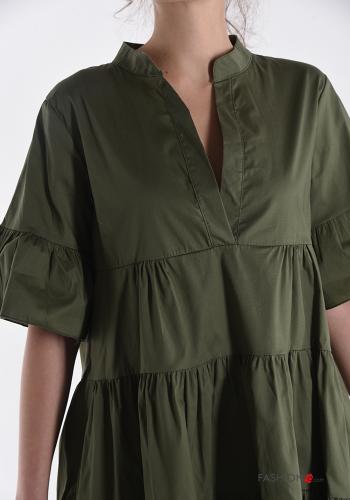 Vestido em Algodão com folhos gola V - ph 4