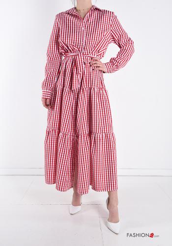 Vestido camisero Estampado Vichy con volantes con moño - ph 1