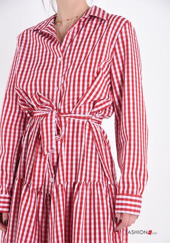Vestido camisero Estampado Vichy con volantes con moño - ph 4