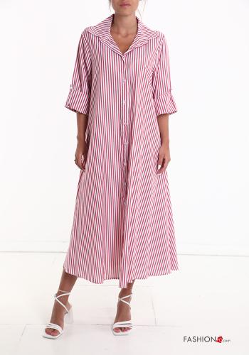 Vestido camisero de Algodón manga corta largo a rayas - ph 1