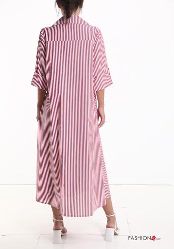 Vestido camisero de Algodón manga corta largo a rayas - ph 2