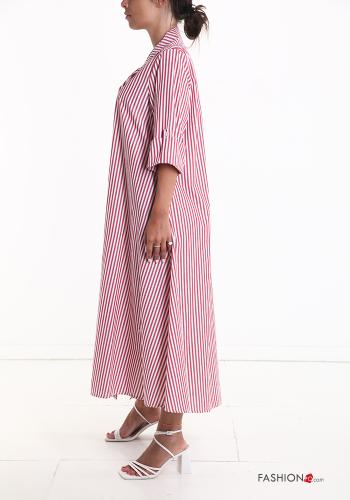Vestido camisero de Algodón manga corta largo a rayas - ph 3
