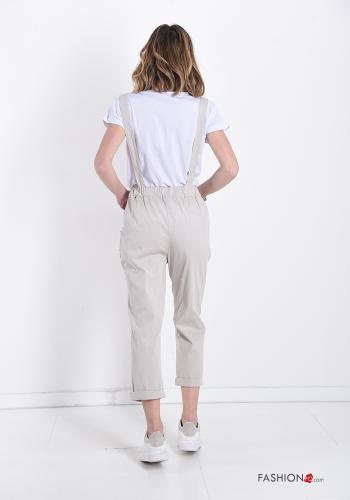 Salopette in Cotone  con bretelle con tasche con T-shirt - ph 2