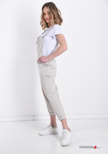 Salopette in Cotone  con bretelle con tasche con T-shirt - ph 3