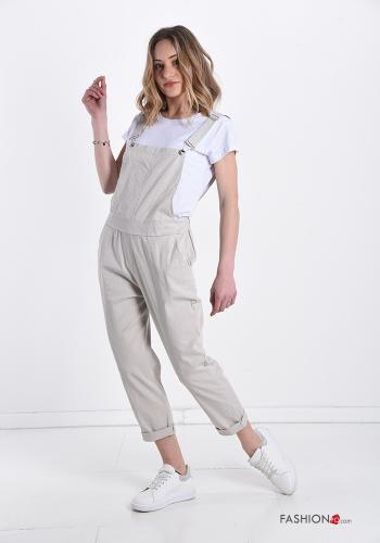 Salopette in Cotone  con bretelle con tasche con T-shirt - ph 5