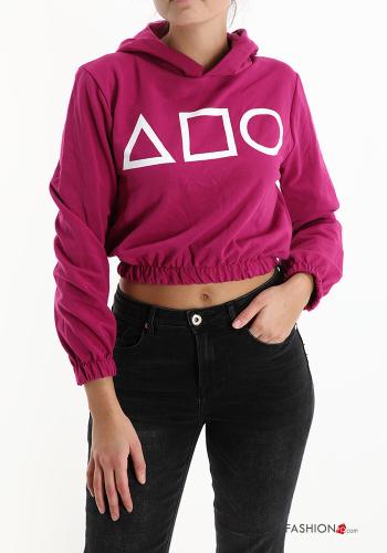 Sweatshirt em Algodão Padrão Estampado com capuz - ph 1