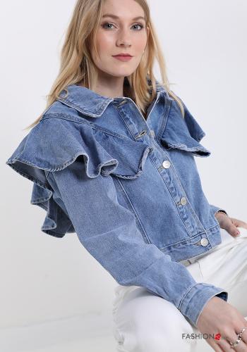 Jacke aus Baumwolle  mit Volants mit Knöpfen Denim - ph 1