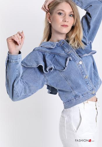 Jacke aus Baumwolle  mit Volants mit Knöpfen Denim - ph 3