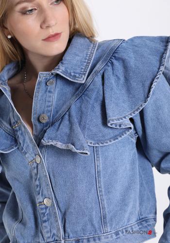 Jacke aus Baumwolle  mit Volants mit Knöpfen Denim - ph 4