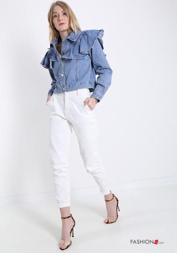 Jacke aus Baumwolle  mit Volants mit Knöpfen Denim - ph 5