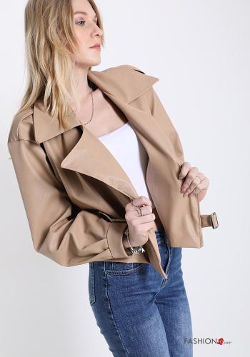 Jacke  Kunstleder mit Knöpfen mit Riemen - ph 3