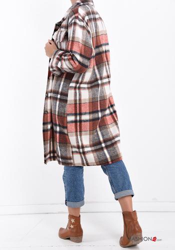 Cappotto Fantasia tartan con bottoni con tasche - ph 2