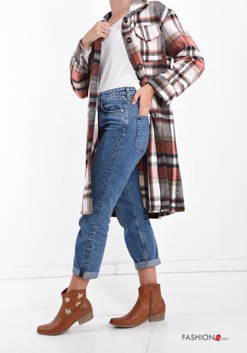 Cappotto Fantasia tartan con bottoni con tasche - ph 3