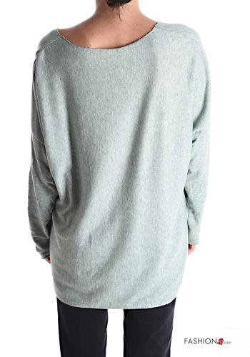 Aufschriftes Muster Langarmshirt mit V-Ausschnitt - ph 2