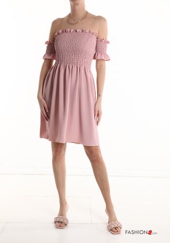 Vestido manga curta pelo joelho com elástico - ph 1