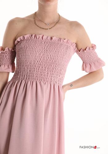 Vestido manga curta pelo joelho com elástico - ph 4