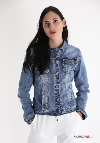 Giacca in Cotone  con tasche con bottoni denim - ph 1