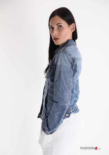 Giacca in Cotone  con tasche con bottoni denim - ph 3