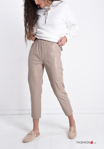 faux leather Trousers with pockets - ph 1