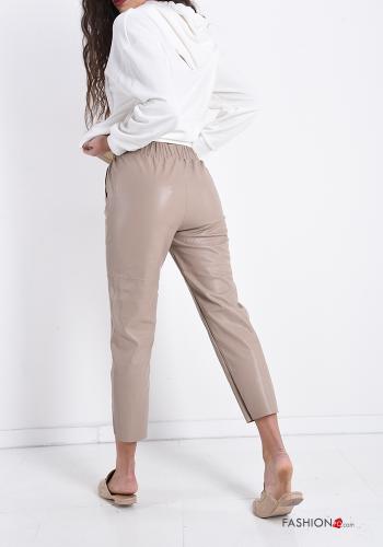 faux leather Trousers with pockets - ph 2
