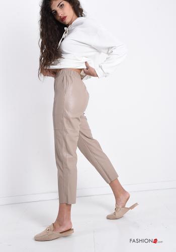faux leather Trousers with pockets - ph 3