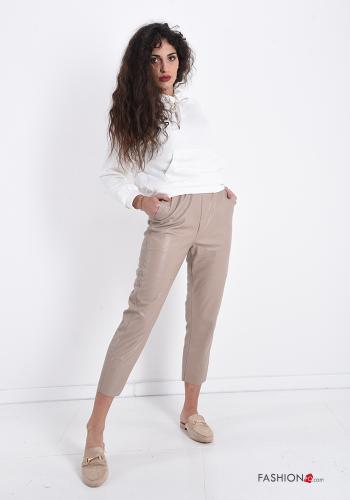 faux leather Trousers with pockets - ph 5