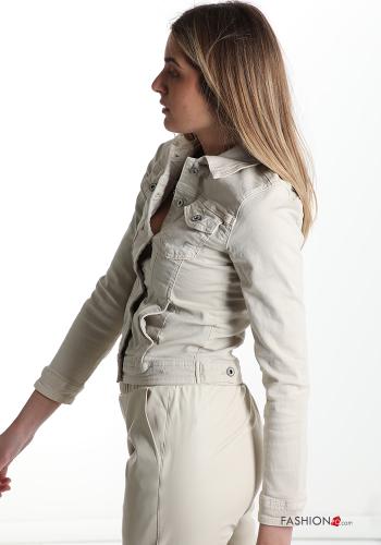 Veste en Coton  avec des boutons avec poches - ph 3
