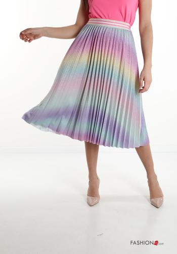 Jupe  plissé lurex Imprimé coloré - ph 1
