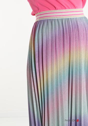 Jupe  plissé lurex Imprimé coloré - ph 4