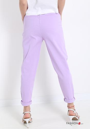 Pantalons en Coton  avec des boutons avec fermeture éclair avec poches - ph 2
