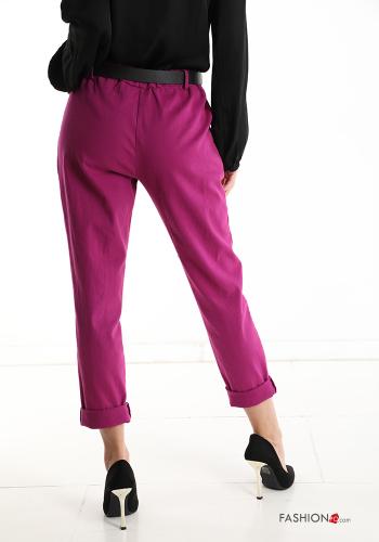 Pantalone in Cotone con bottoni con cintura con tasche - ph 2