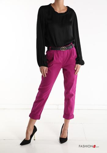 Pantalone in Cotone con bottoni con cintura con tasche - ph 5