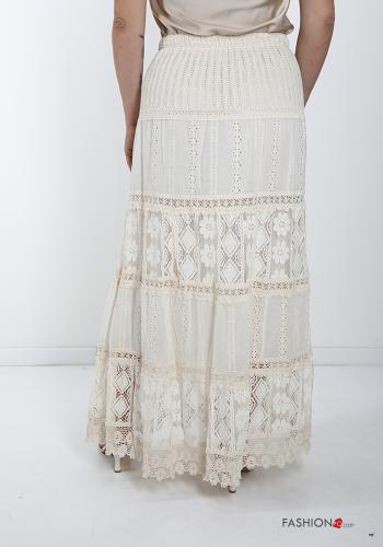 lace Longuette Cotton Skirt with flounces with bow - ph 2