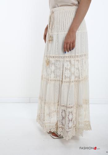 lace Longuette Cotton Skirt with flounces with bow - ph 3