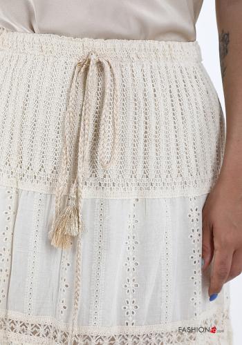 lace Longuette Cotton Skirt with flounces with bow - ph 4