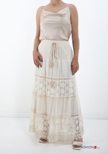 lace Longuette Cotton Skirt with flounces with bow - ph 5